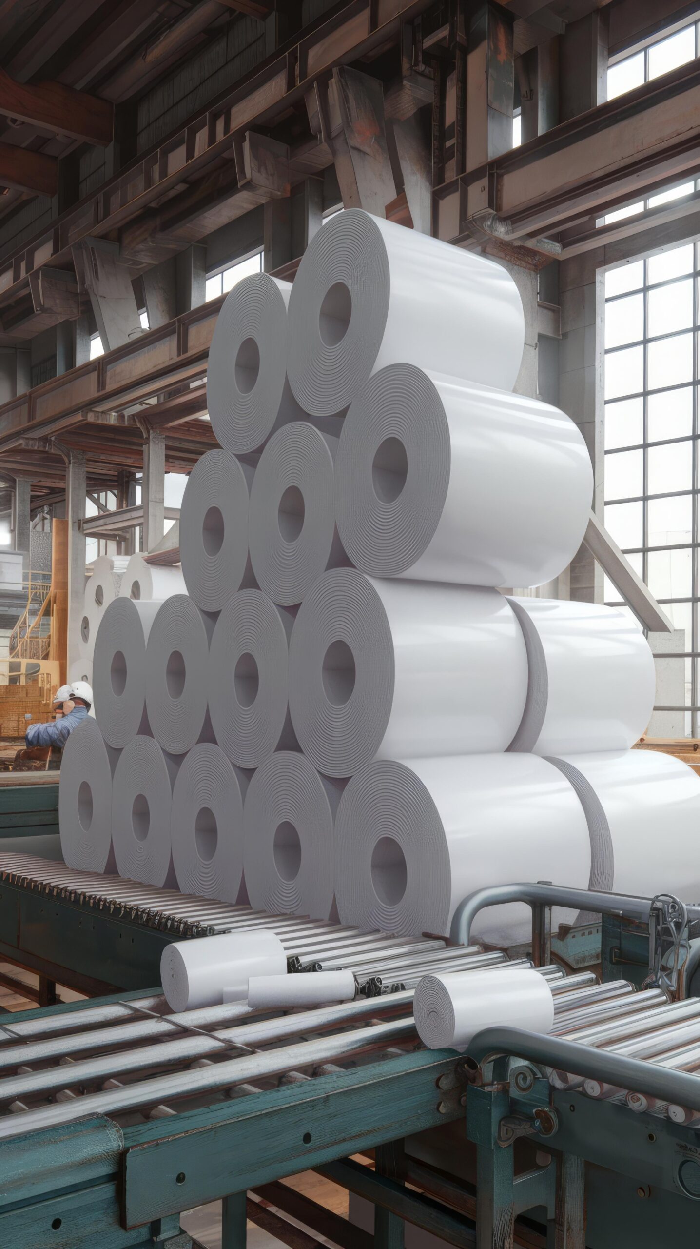 group-white-paper-rolls-industrial-factory-storage-background-production-manufacturin